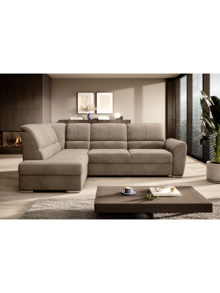 Silver Recamiere Links in Braunbeige - (L) 270 x (B) 270 x (H) 93 cm