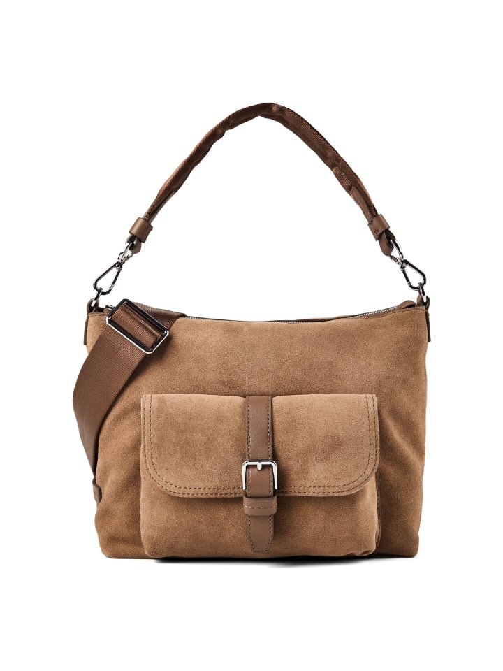 Schultertasche Leder 28 cm pure camel
