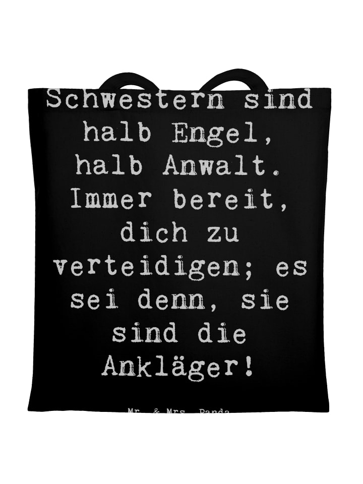 Tragetasche Schwesternwunder mit Spruch in Schwarz