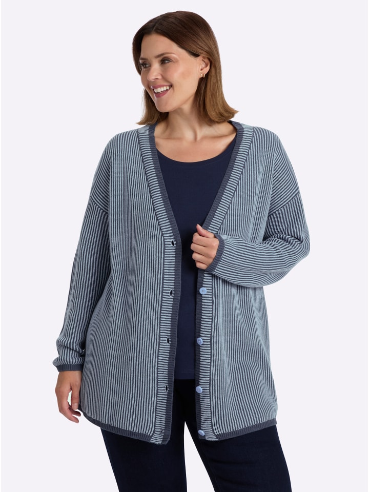 Strickjacke in eisblau-rauchblau