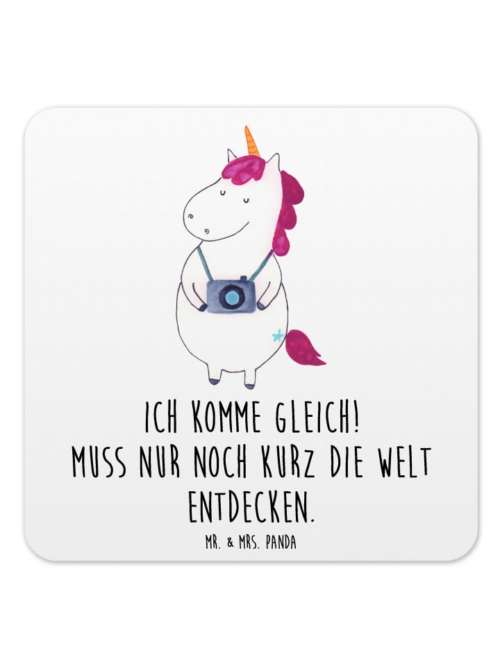 Untersetzer Set Einhorn Fotograf mit Spruch in Weiß