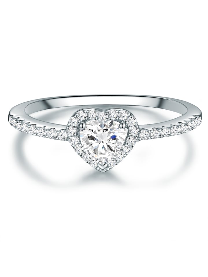 Ring Herz aus Sterling Silber mit Zirkonia in silber
