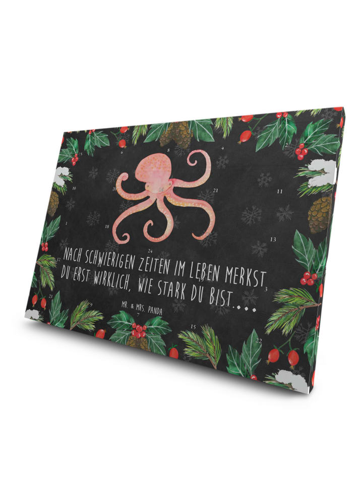 Adventskalender Tintenfisch mit Spruch in Kreidetafel