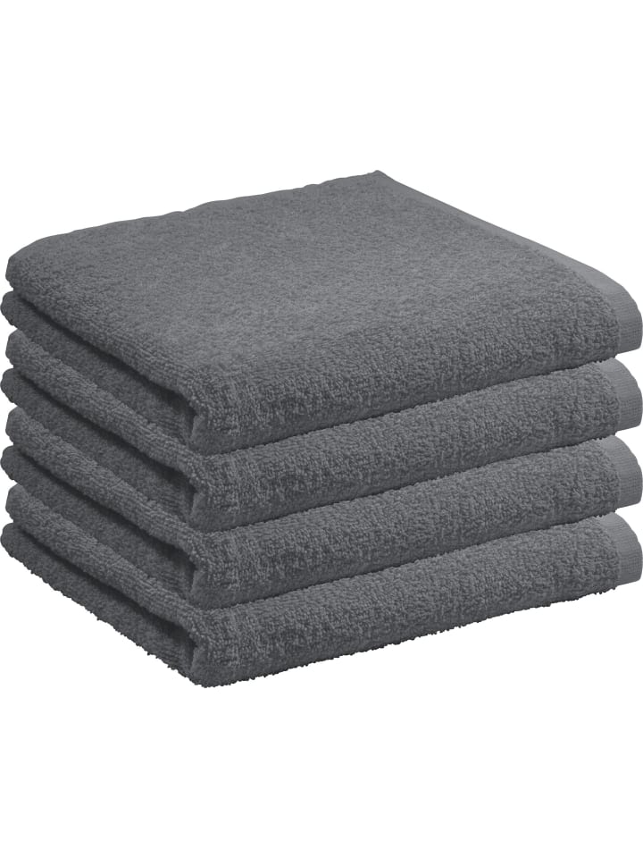 Frottier, Leichtfrottier Duschtuch 4er-Pack Oceanside in anthrazit