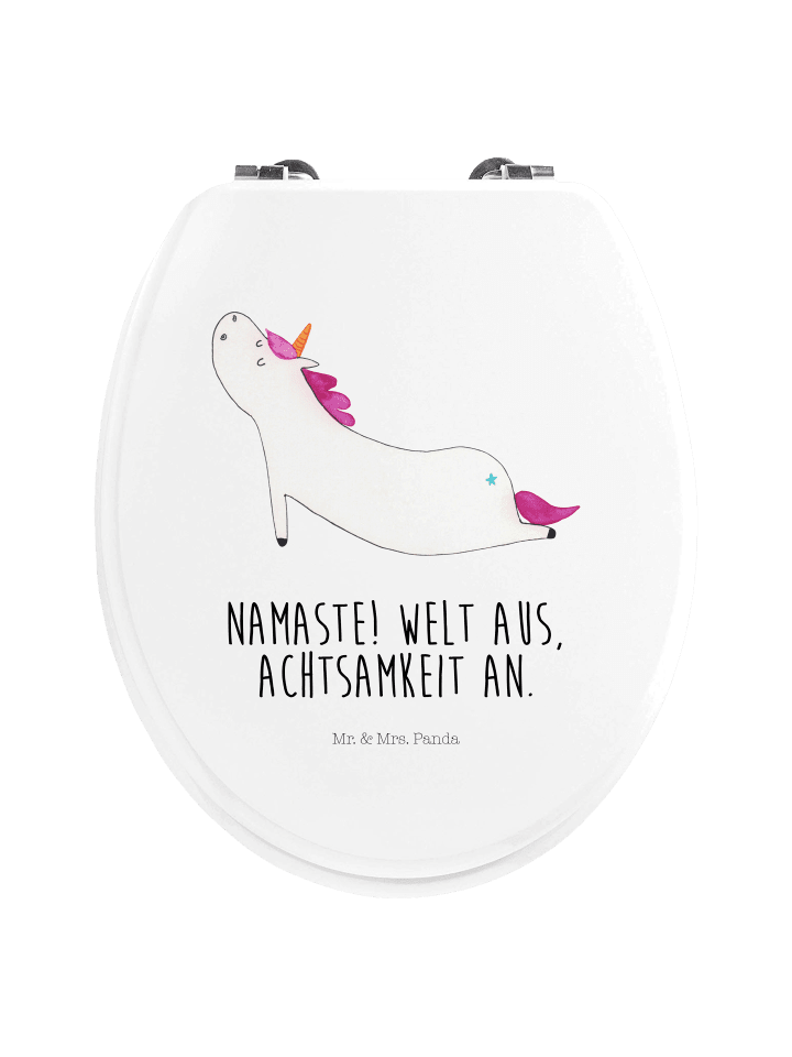 Toilettensitz Einhorn Yoga mit Spruch in Weiß