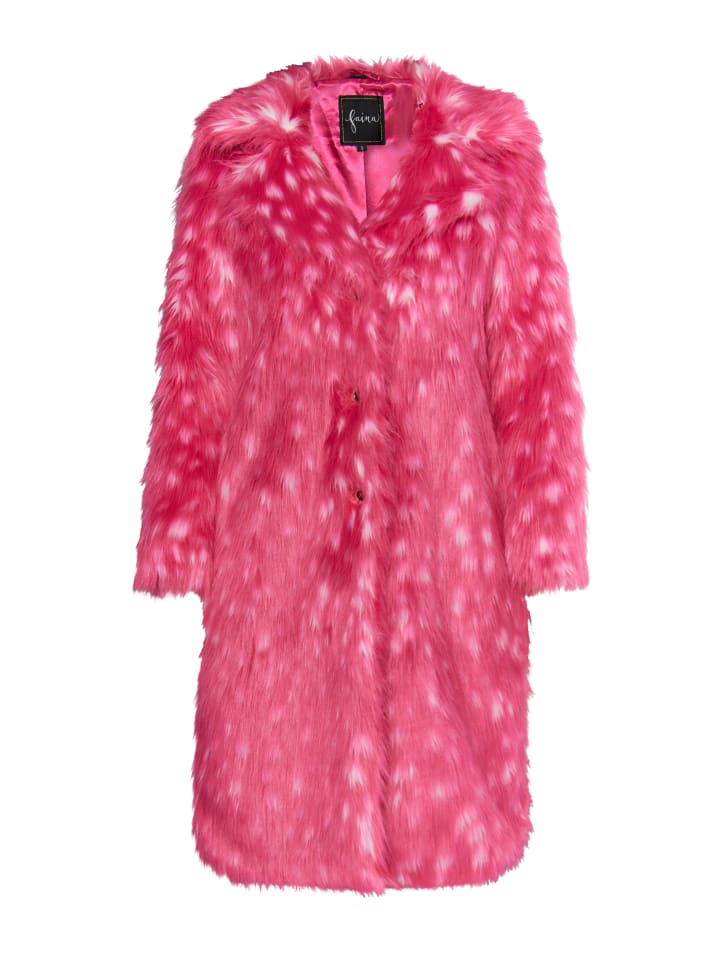 Damen Mantel Aus Kunstfell in Pink Weiss