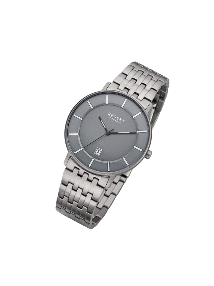 Analog-Armbanduhr Regent Titan-Uhren silber mittel (ca. 39mm)