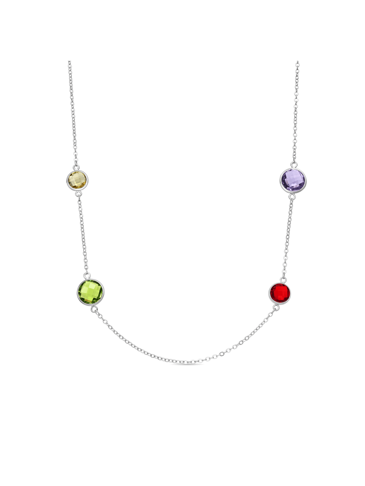 necklace in multicoloured metal and zirconia alloy with rhodium finish - Dowka