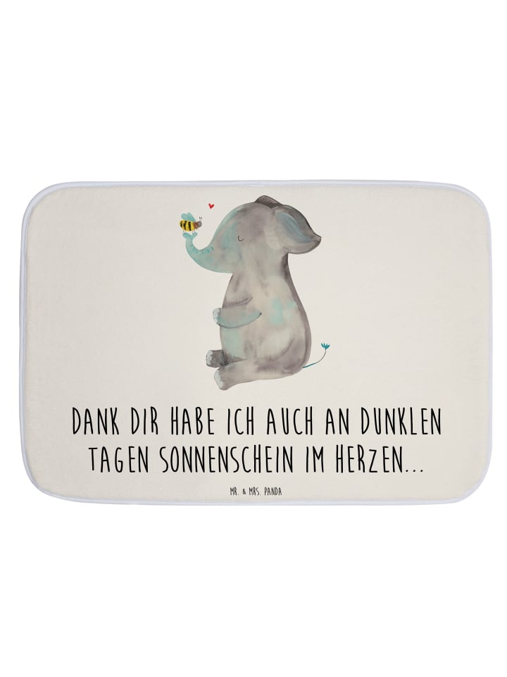Badvorleger Elefant Biene mit Spruch in Weiß