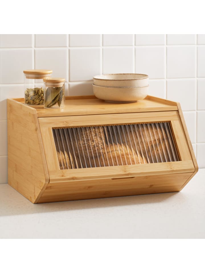 Brotkasten Holz Brotbox mit Ablagefläche - Brot Aufbewahrungsbox Groß