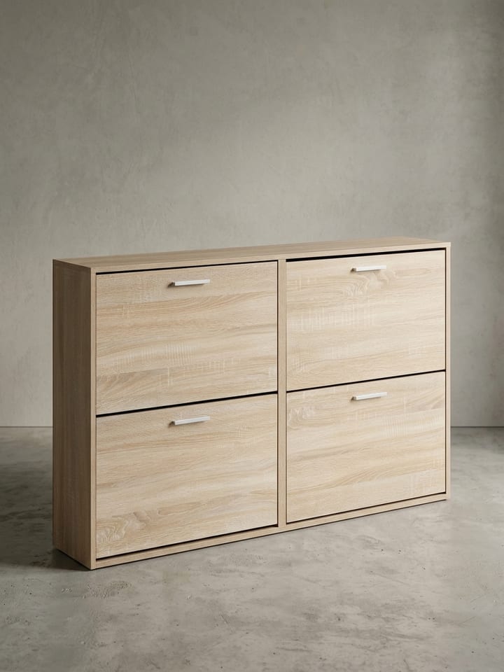 Schuhschrank WL5.828 Modern 120 x 81 x 24 cm Holz Schuhregal 4 in Sonoma