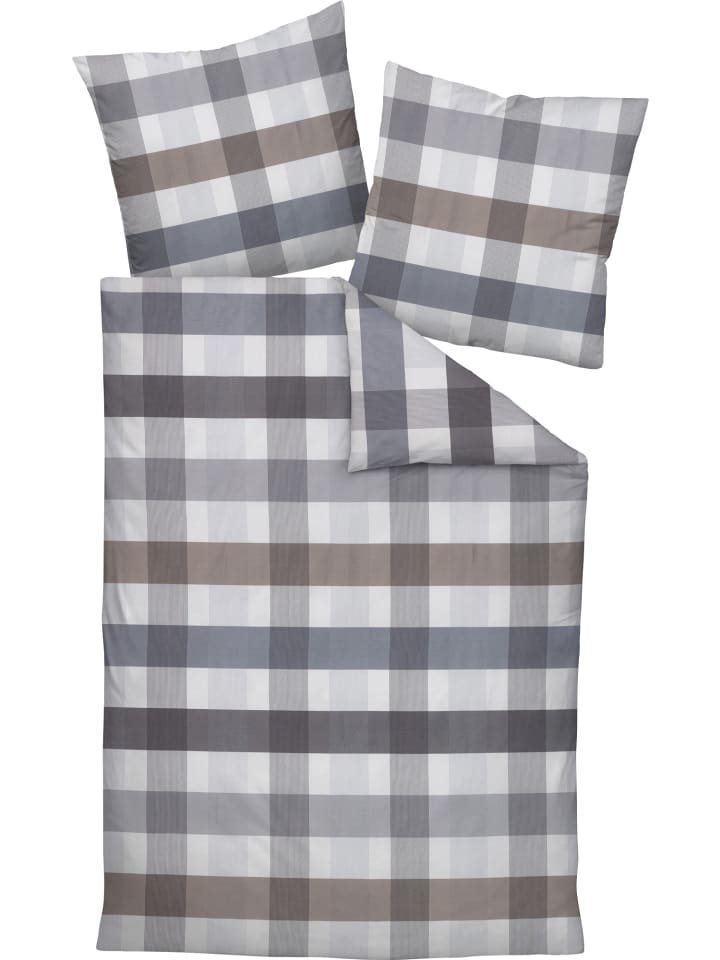Mako-Satin Bettwäsche in grau-taupe