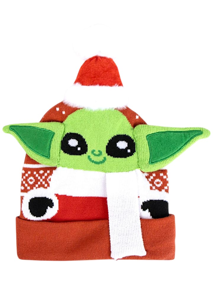 Weihnachtsmütze Star Wars Grogu 3D-Ohren in Rot