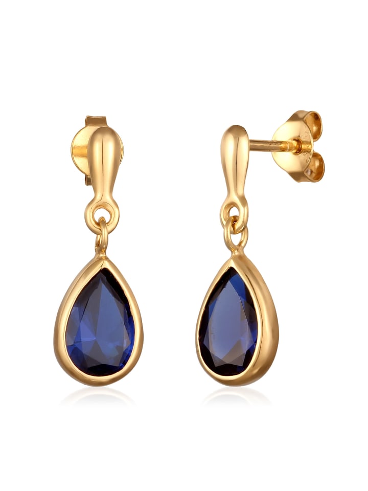 Ohrringe 925 Sterling Silber Tropfen in Gold
