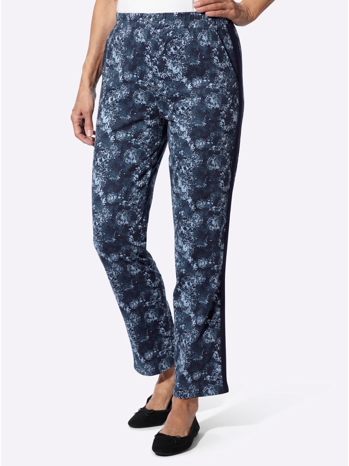 Freizeithose in bleu-marine-bedruckt