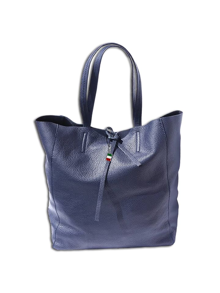 Florence Shopper, Schultertasche Leder blau ca. 30cm