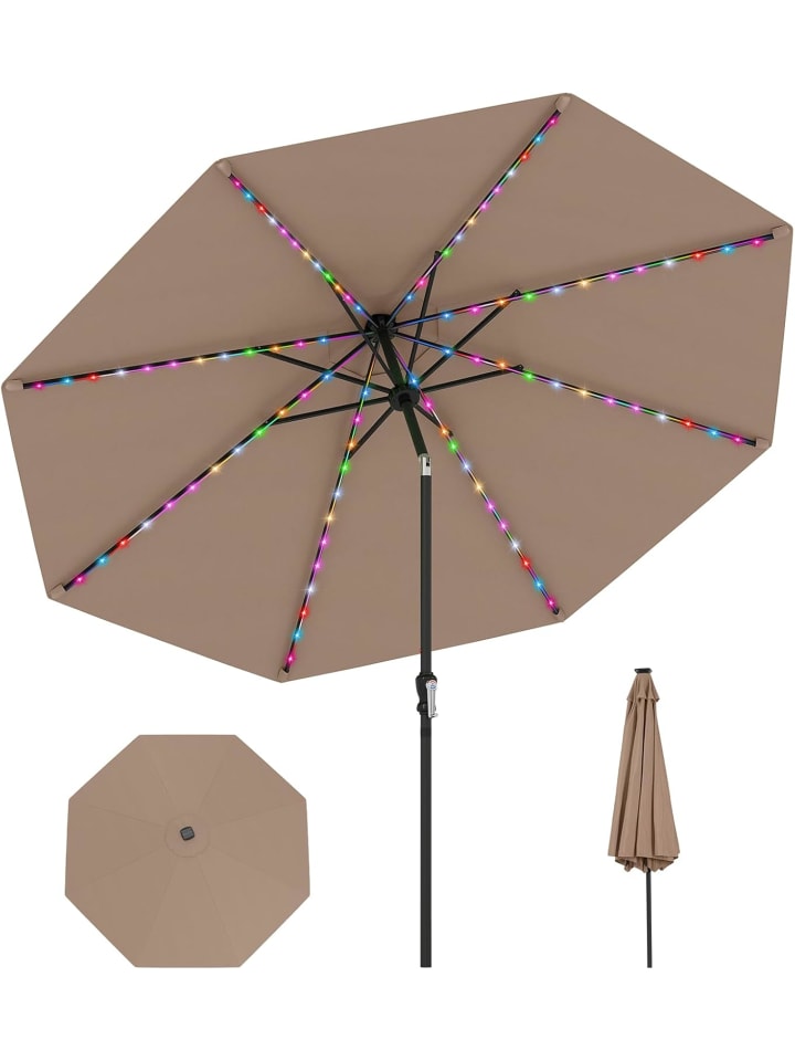 Sonnenschirm 300 cm mit LED in Braun