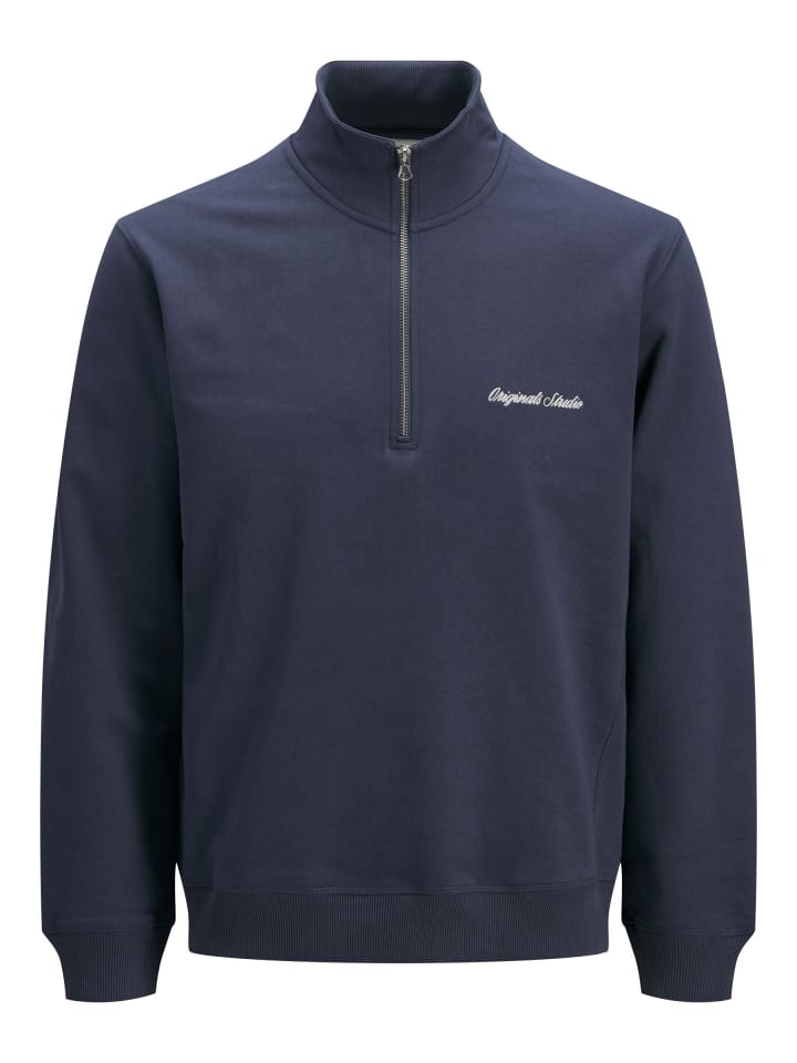 Sweatshirt mit halbem Reißverschluss in Crown Blue