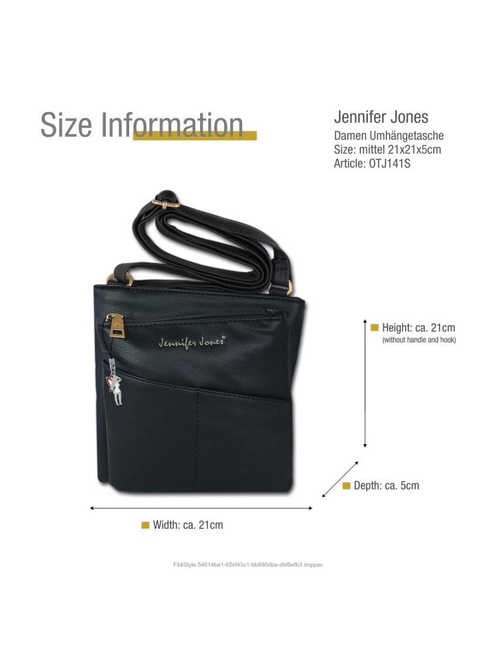 Jennifer Jones Umhängetasche, Abendtasche Kunstleder schwarz ca