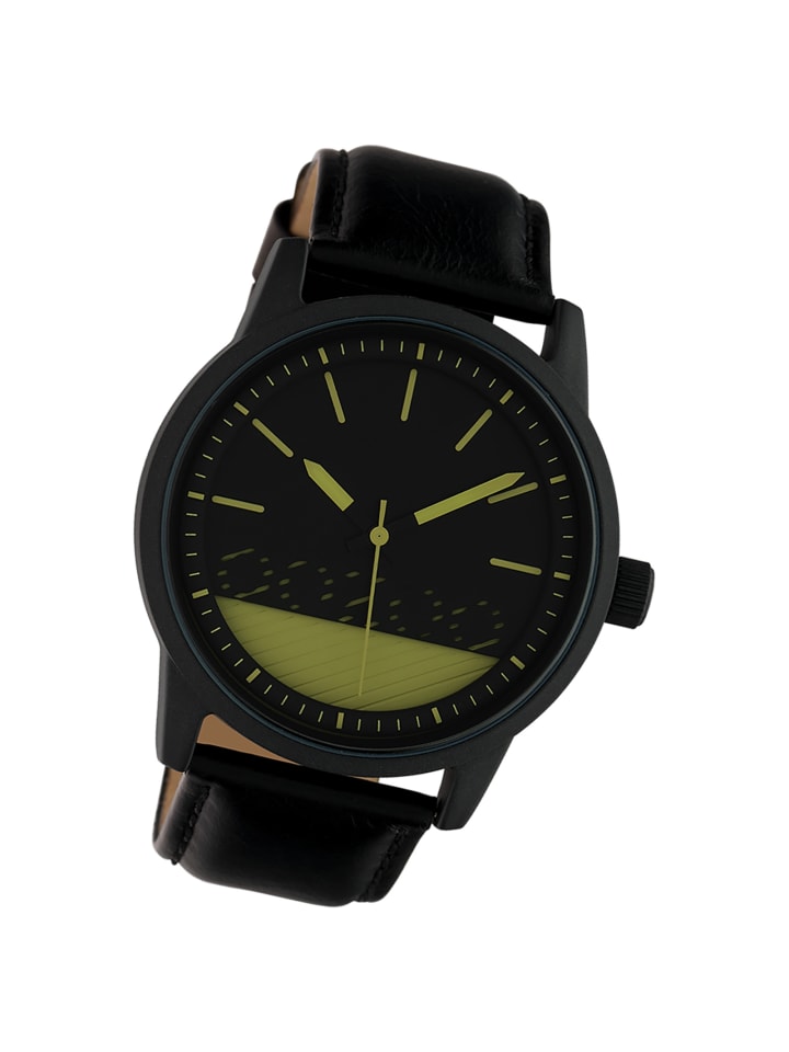 Analog-Armbanduhr Oozoo Timepieces schwarz groß (ca. 45mm)