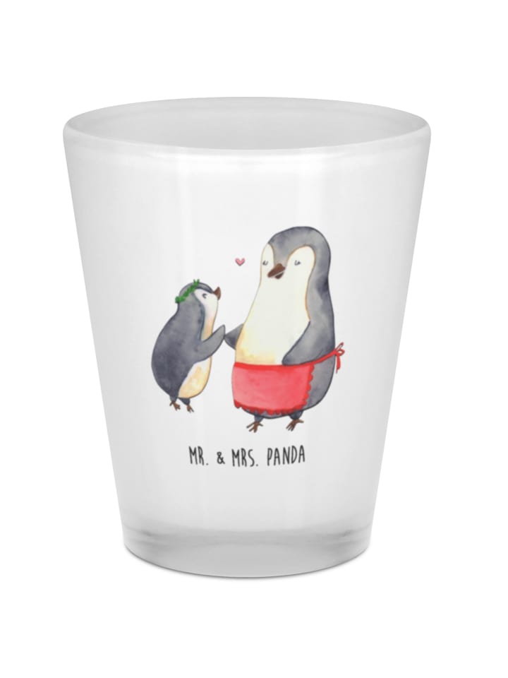 Schnapsglas Pinguin mit Kind ohne Spruch in Transparent