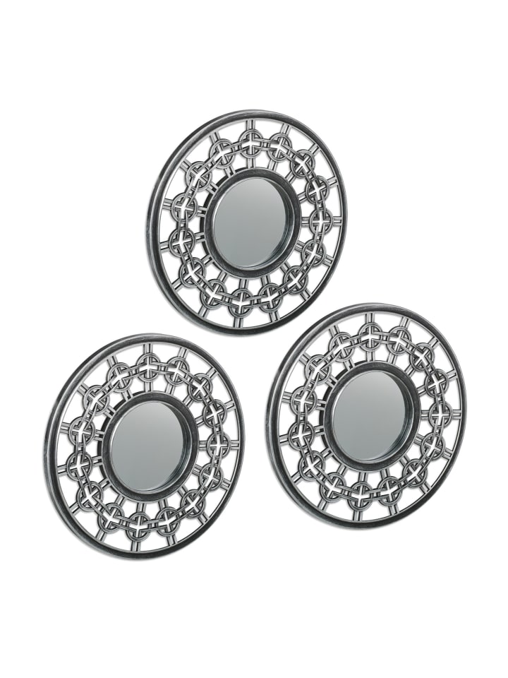 3 x Spiegel in Silber/ Grau - Ø 25 cm