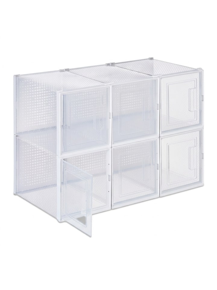 6 x Schuhbox in Transparent/ Weiß