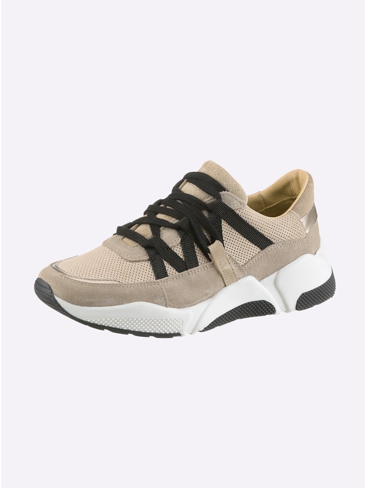 Sneaker in taupe-schwarz