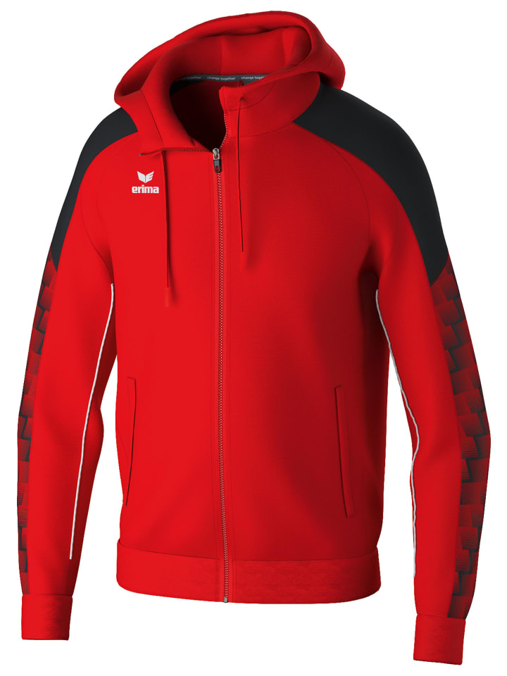 Kinder Trainingsjacke Mit Kapuze in rot/schwarz