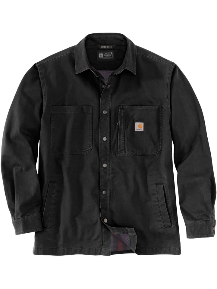 Fleecejacke/Fleecepullover "Lined Snap Front 105532" in Schwarz