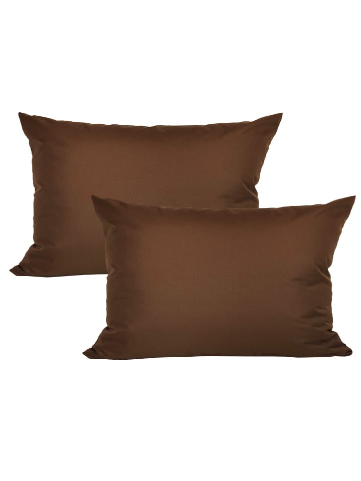 2er Set Outdoor Kissenhülle 30x50cm Uni in Braun