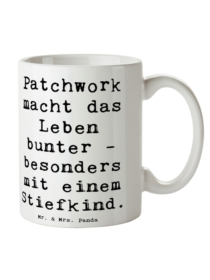Tasse Buntes Stiefkind mit Spruch in Weiß