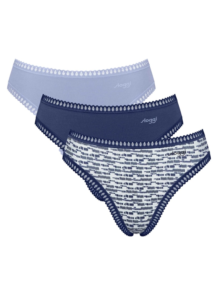 Slip 3er Pack in Blau/Weiß