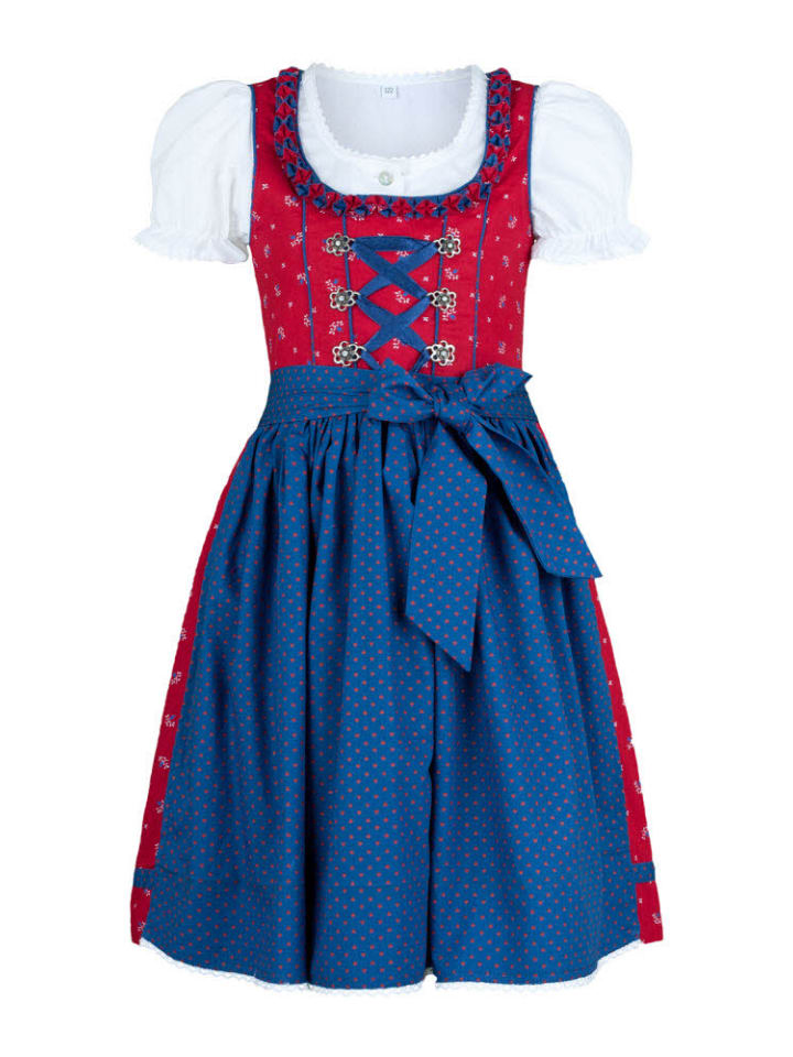 Kinderdirndl 3-teilig Emilia in Rot-Blau