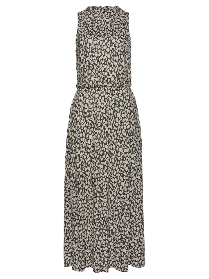 Jerseykleid in schwarz-beige-bedruckt