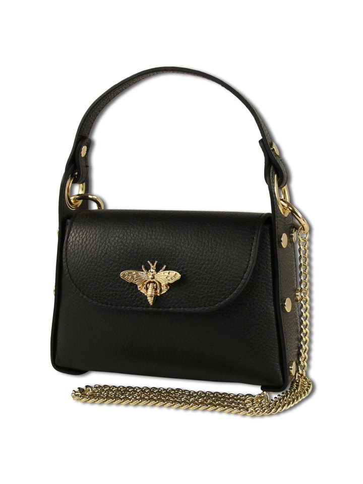 Leder Umhängetasche Toscanto Tasche schwarz ca. 19cm