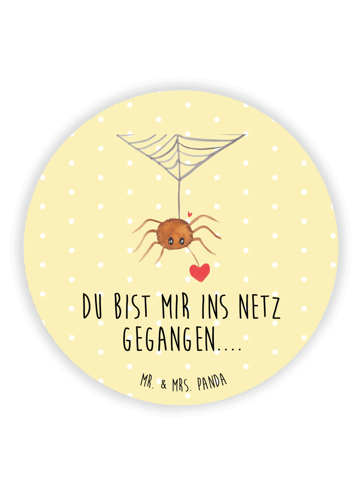 Magnet Spinne Agathe Liebe mit Spruch in Gelb Pastell