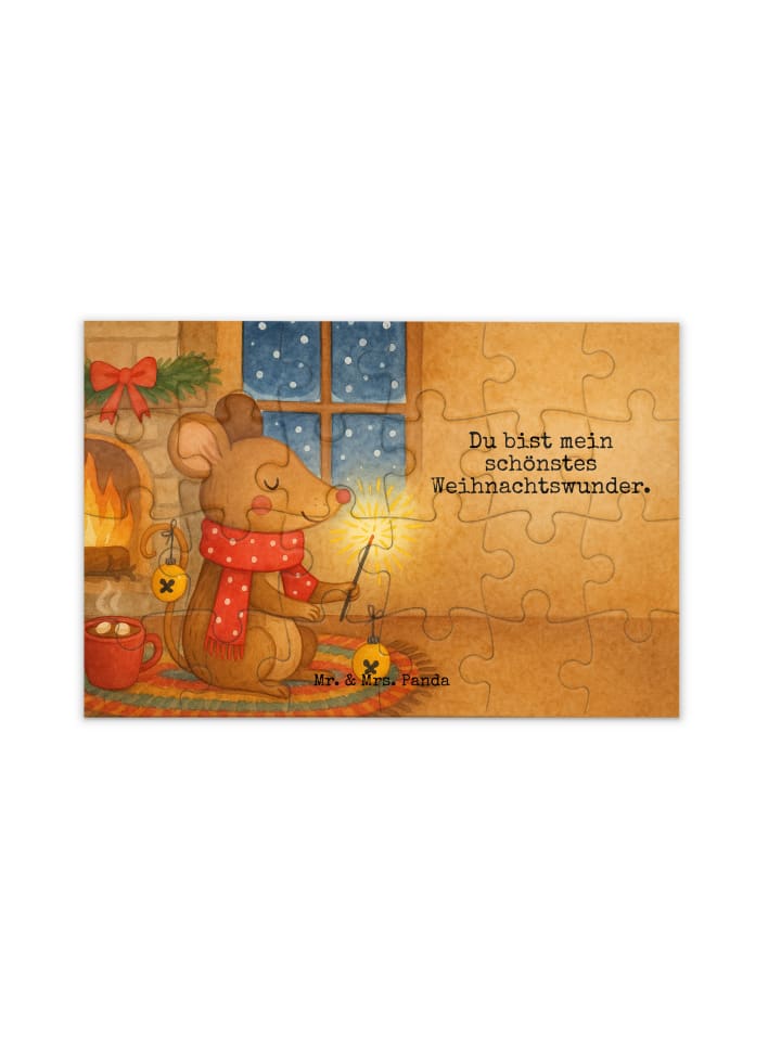 Puzzle Maus Weihnachten Design mit Spruch in Weiß
