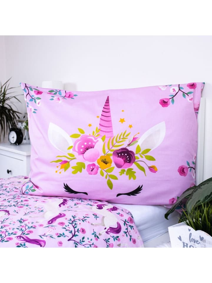Baumwoll-Bettwäsche 140x200 cm Deckenbezug + 70x90 cm Kissenbezug in Pink
