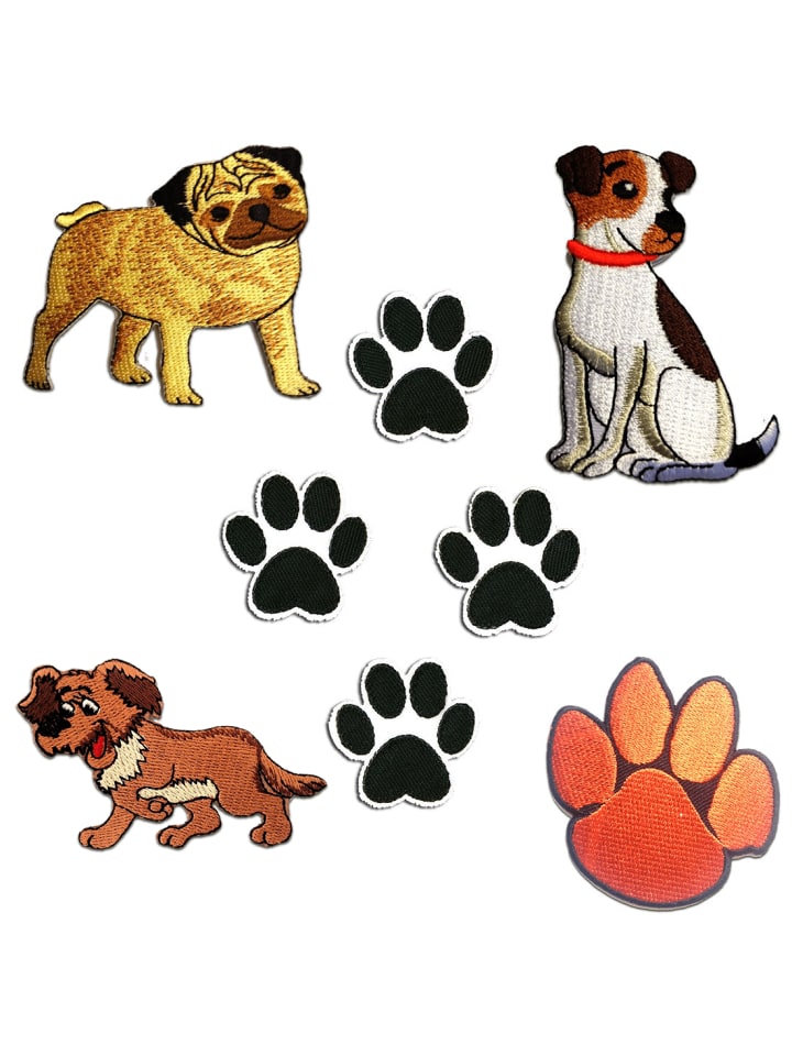 Hunde Set 8 Stück TierApplikation Bügelbild inBunt