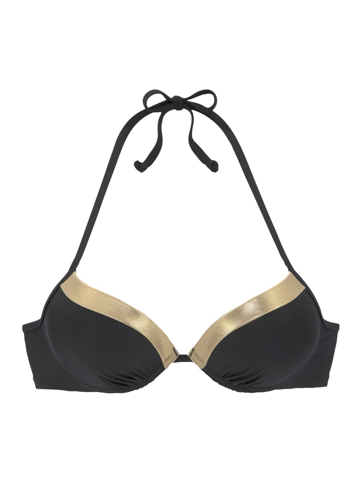 Push-Up-Bikini-Top in schwarz-goldfarben
