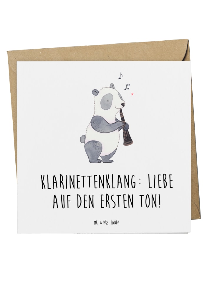 Grußkarte Klarinette Liebe mit Spruch in Weiß