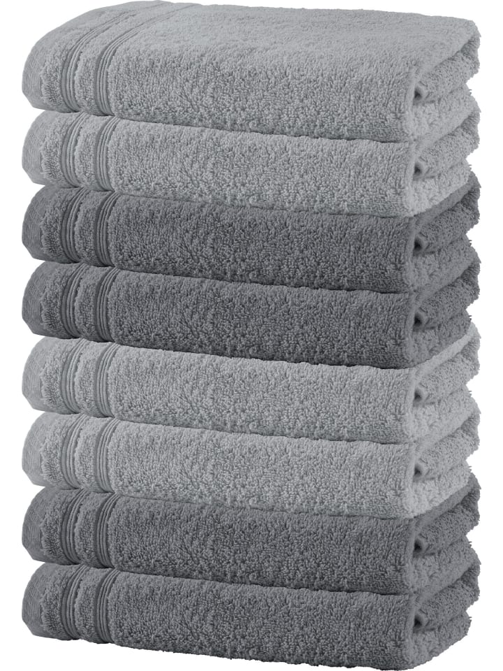 Frottier Handtuch 8er-Pack Heidelberg in hellgrau-anthrazit