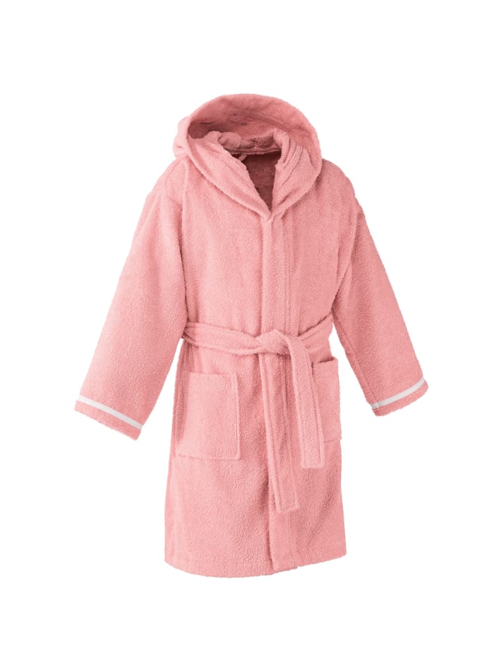 Frottier Kinder-Bademantel mit Kapuze Einhorn in rosa