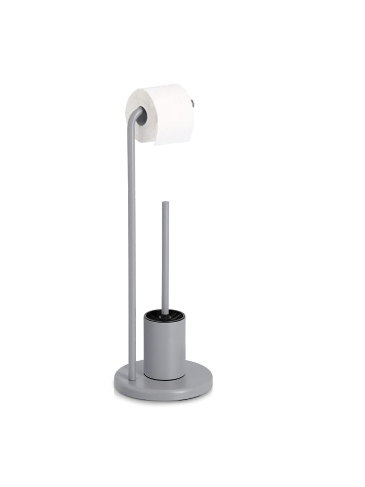 Toilettenpapierhalter mit WC-Bürste VETRO in Grau, 63 cm