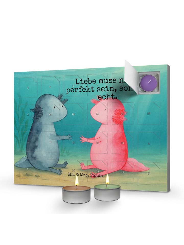 Adventskalender Axolotl Liebe Design mit Spruch in Weiß