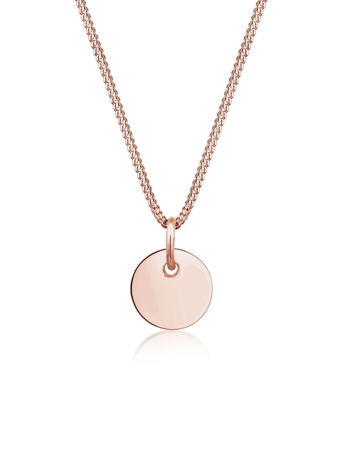 Halskette 925 Sterling Silber Geo, Kreis, Plättchen in Rosegold
