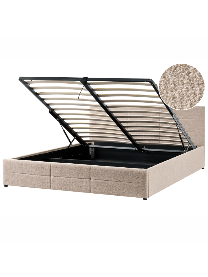 3-tlg Doppelbett MASSOGNES in Beige/Schwarz