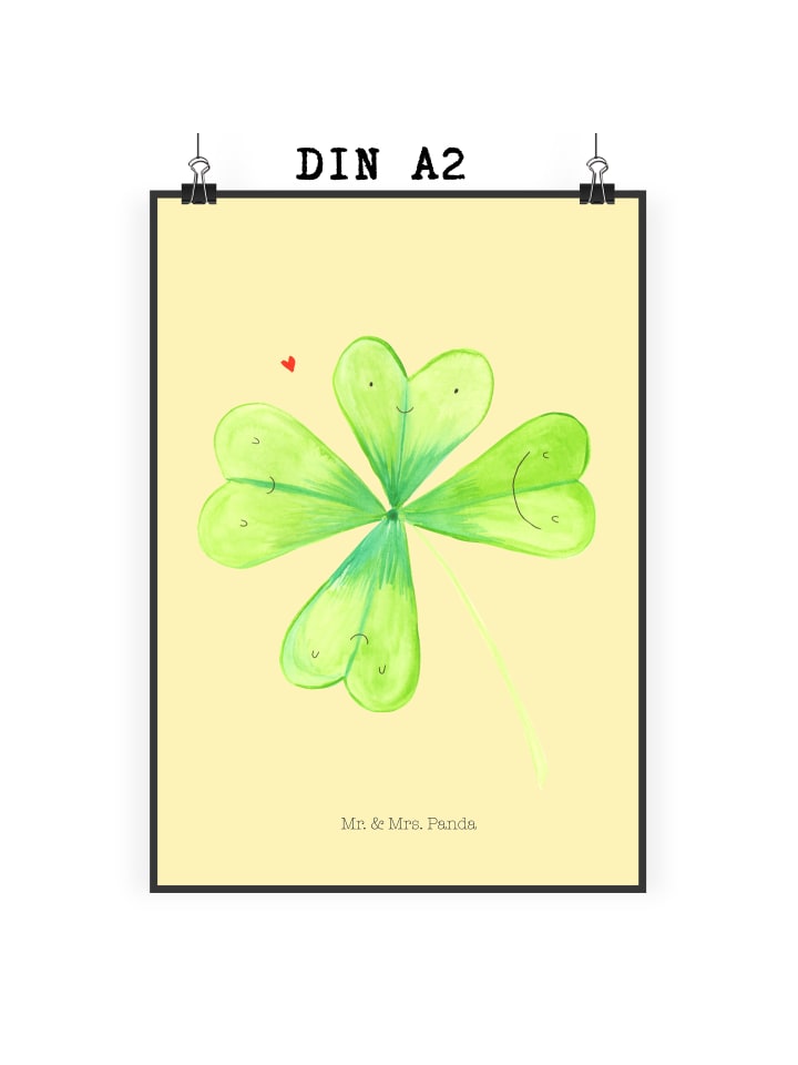 Poster Blume Kleeblatt ohne Spruch in Gelb Pastell