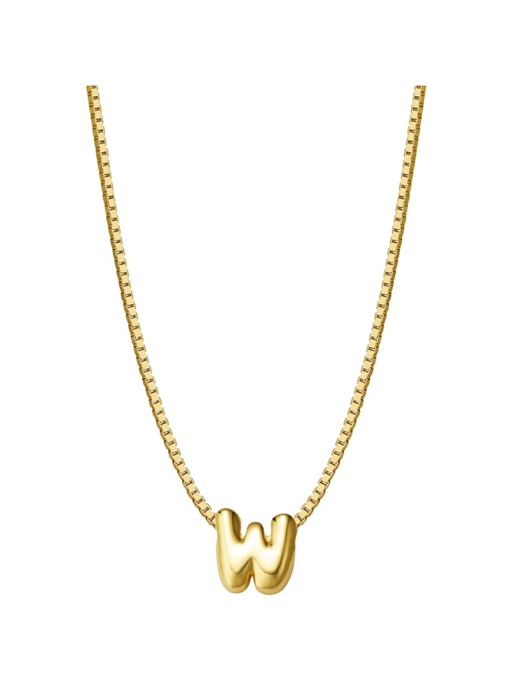 Kette Buchstabe W aus Sterling Silber in gelbgold